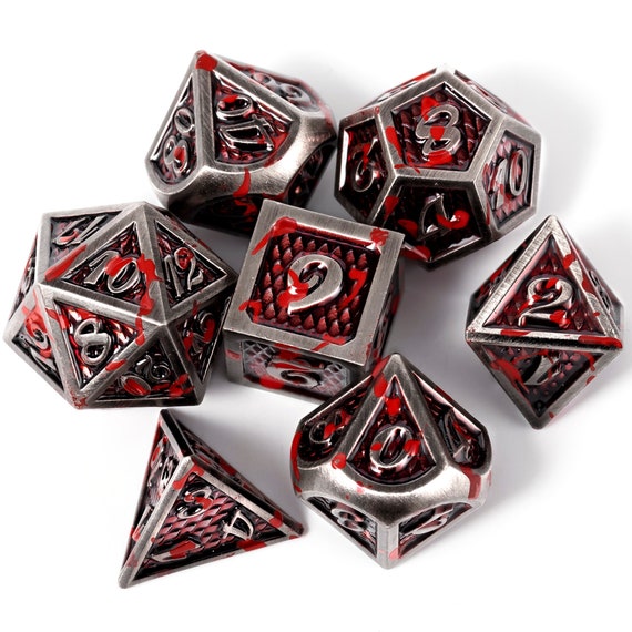 Blood-Splattered Polyhedral Dice Set for Dungeons & Dragons D&D RPG 