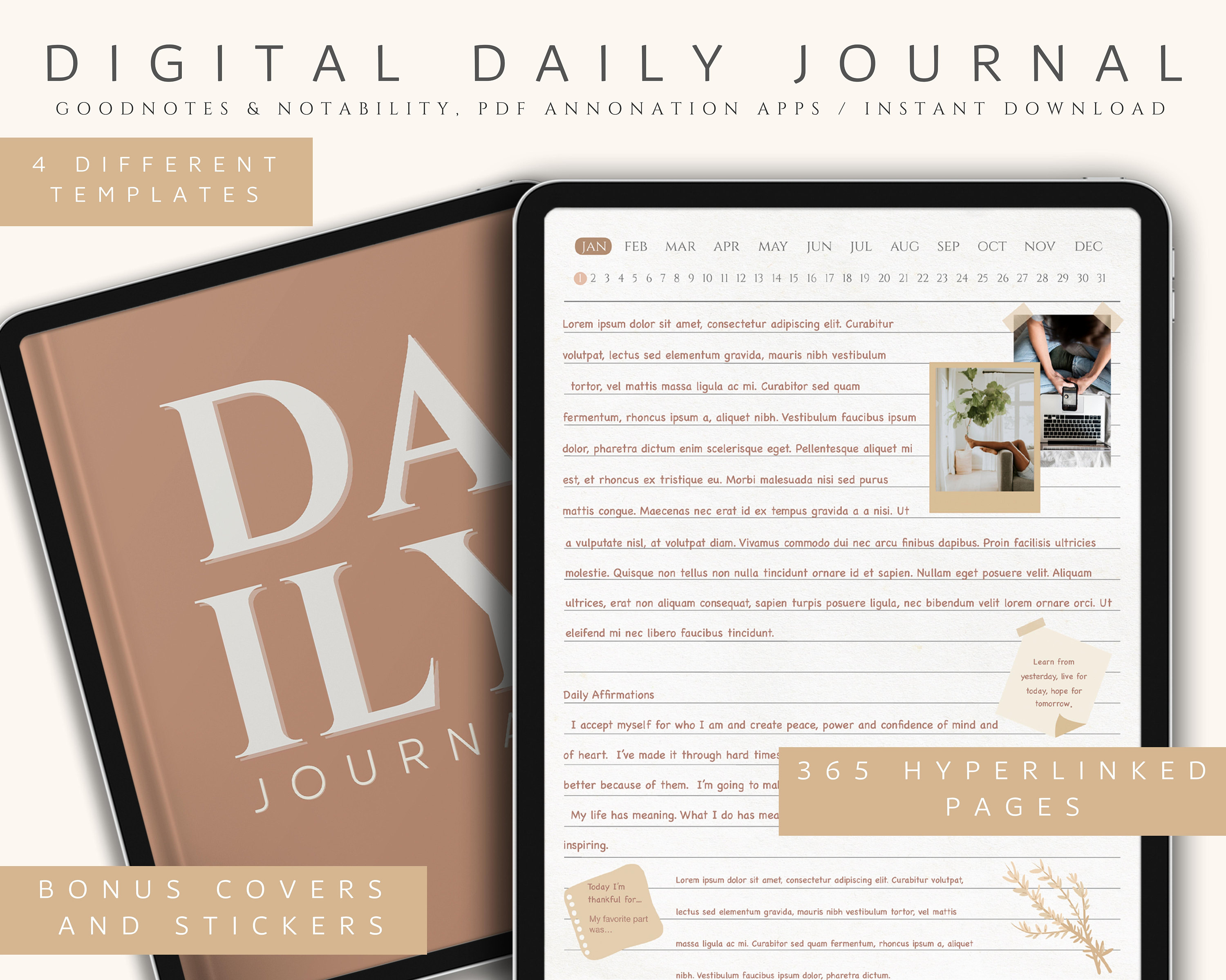 Digital Daily Journal Daily Journal Pages 365 Pages Digital - Etsy