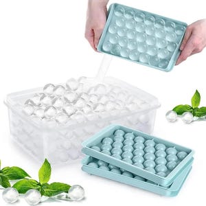 Ice Cube Tray with Lid , 33 Grids Ice Ball Maker Mould Round Easy Release Medium Crushed Ice