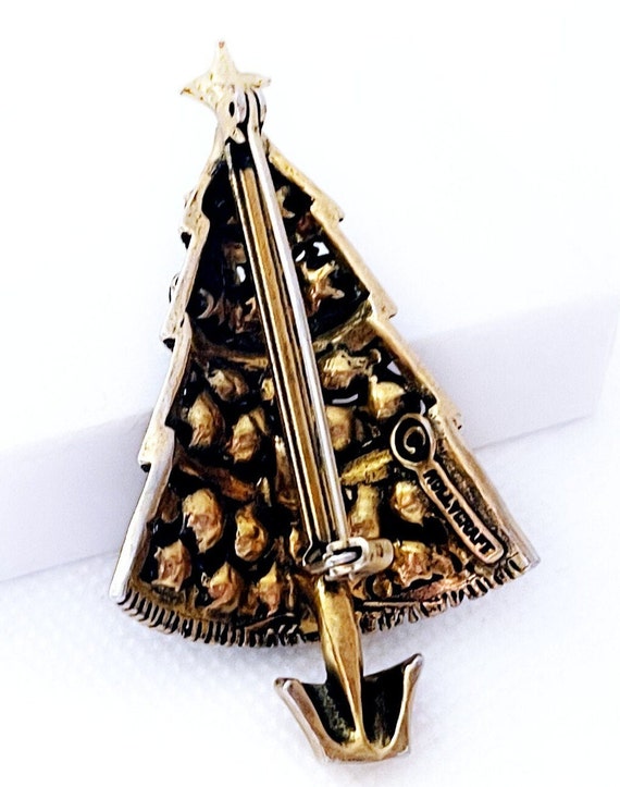 Vintage Hollycraft Christmas Tree Brooch Pin, Chr… - image 9
