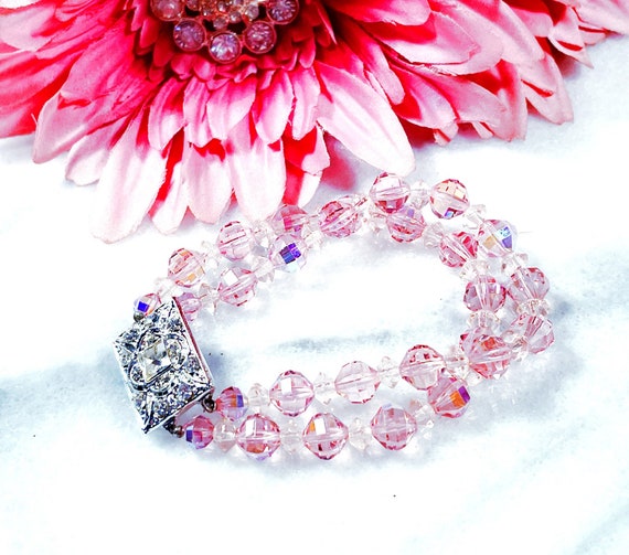 Vintage Pink Rhinestone Bracelet - image 5