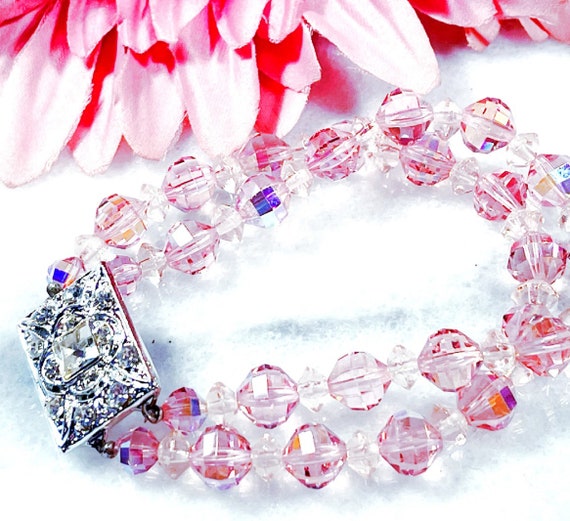 Vintage Pink Rhinestone Bracelet - image 3