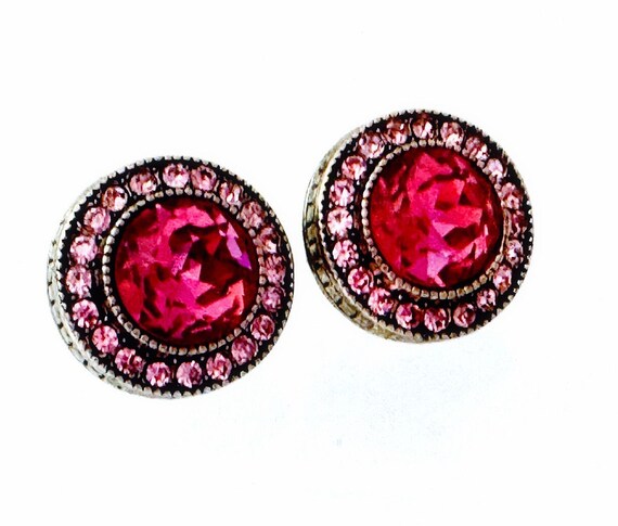 Heidi Daus Fuchsia Pink Earrings Pierced, Pink Pi… - image 7