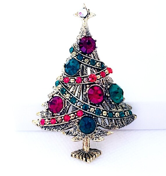 Vintage Hollycraft Christmas Tree Brooch Pin, Chr… - image 9