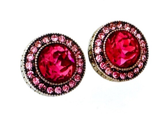 Heidi Daus Fuchsia Pink Earrings Pierced, Pink Pi… - image 9