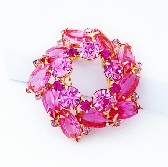 Vintage Juliana Fuchsia Pink Rhinestone Brooch - image 3