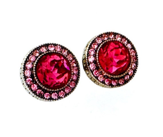 Heidi Daus Fuchsia Pink Earrings Pierced, Pink Pi… - image 4