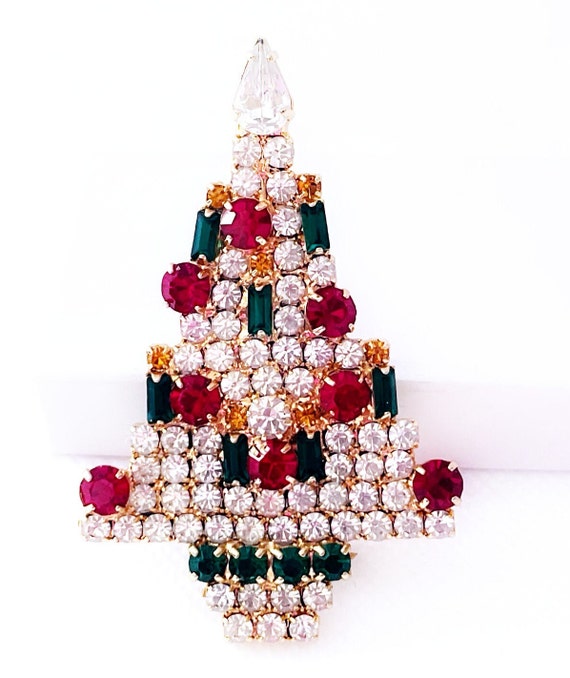 Vintage Christmas Tree Brooch Pin, Christmas Pin … - image 7