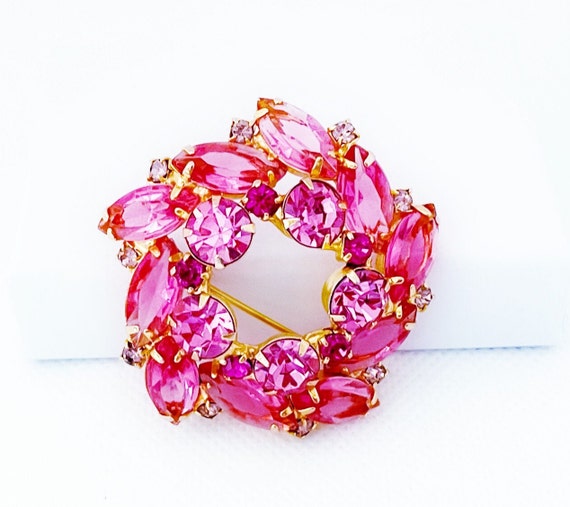 Vintage Juliana Fuchsia Pink Rhinestone Brooch - image 6