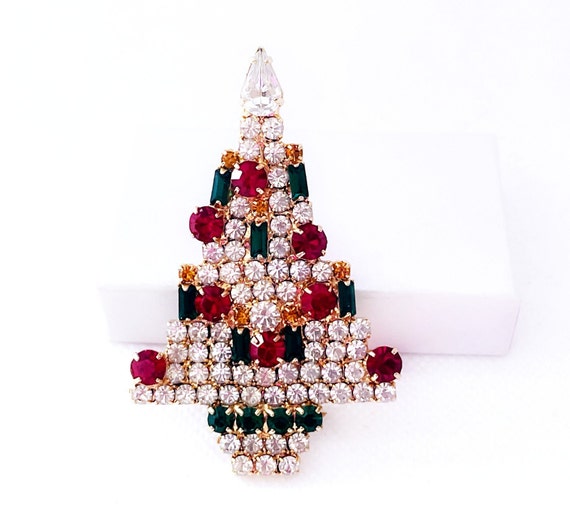 Vintage Christmas Tree Brooch Pin, Christmas Pin … - image 1