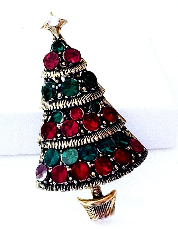 Vintage Hollycraft Christmas Tree Brooch Pin, Chr… - image 7