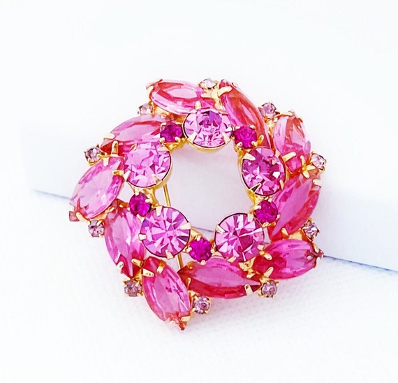 Vintage Juliana Fuchsia Pink Rhinestone Brooch - image 7