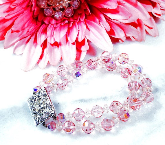 Vintage Pink Rhinestone Bracelet - image 4