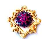 Brilliant Vintage Pink Blue Rhinestone Starburst Brooch