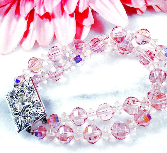 Vintage Pink Rhinestone Bracelet - image 2