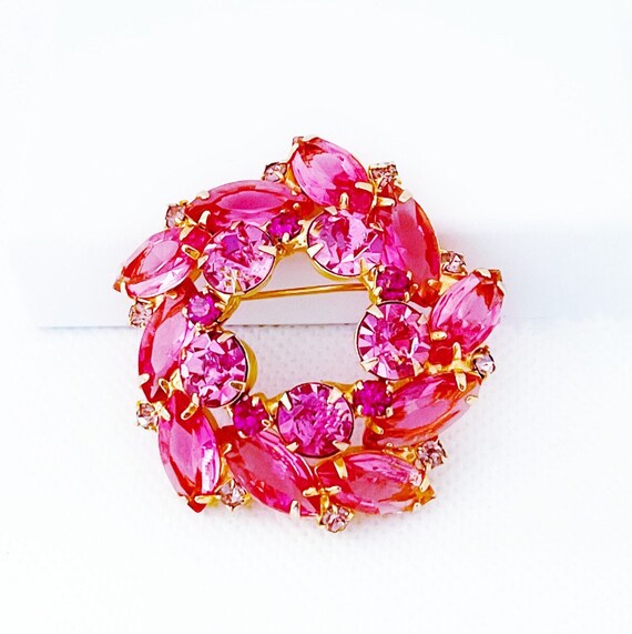 Vintage Juliana Fuchsia Pink Rhinestone Brooch - image 5