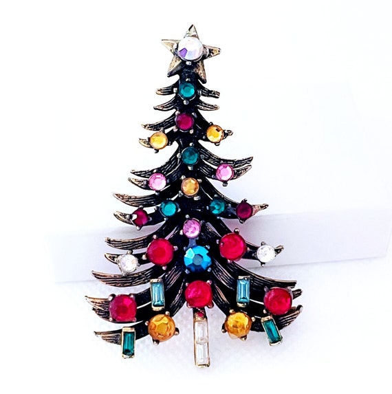 Vintage Hollycraft Christmas Tree Brooch Pin, Chr… - image 8