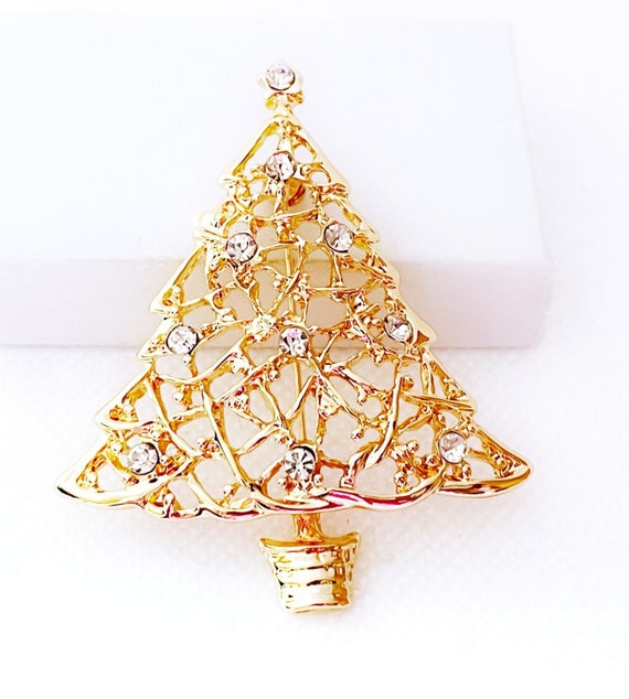 Vintage Christmas Tree Brooch Pin, Christmas Pin … - image 2