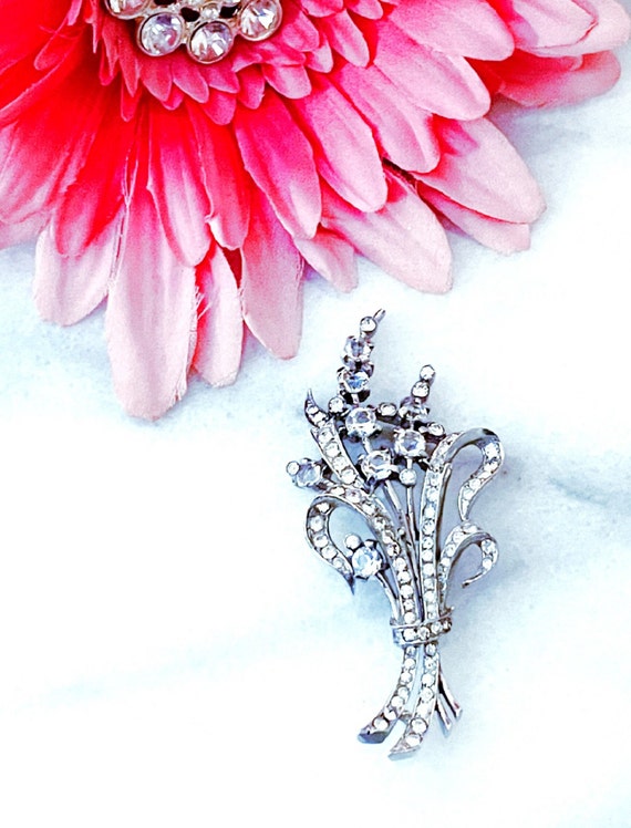 Vintage 1940's Crown Trifari Sterling Floral Spra… - image 3