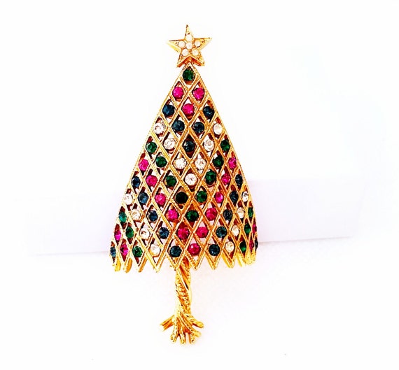 Vintage Corocraft Christmas Tree Brooch Pin, Chri… - image 1