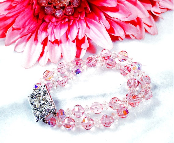 Vintage Pink Rhinestone Bracelet - image 7