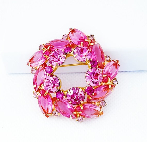 Vintage Juliana Fuchsia Pink Rhinestone Brooch - image 8