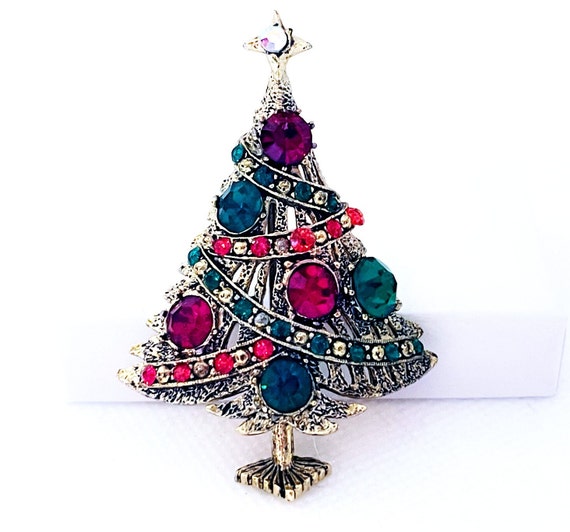 Vintage Hollycraft Christmas Tree Brooch Pin, Chr… - image 7
