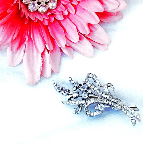 Vintage 1940's Crown Trifari Sterling Floral Spra… - image 5