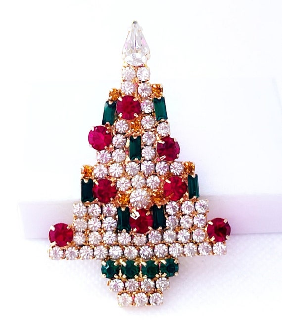 Vintage Christmas Tree Brooch Pin, Christmas Pin … - image 9