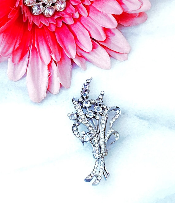 Vintage 1940's Crown Trifari Sterling Floral Spra… - image 6