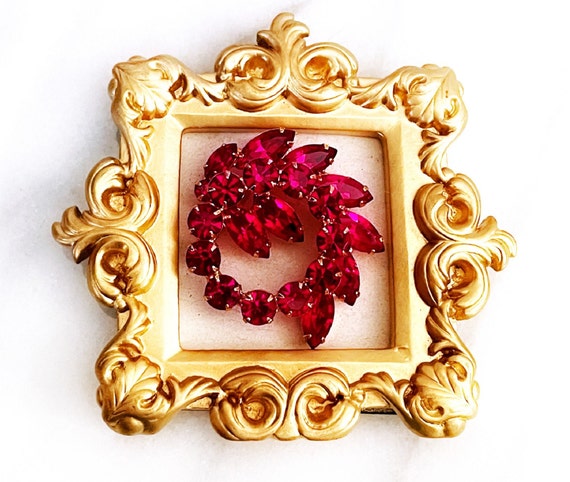 Vintage Weiss Ruby Red Brooch Pin - image 3