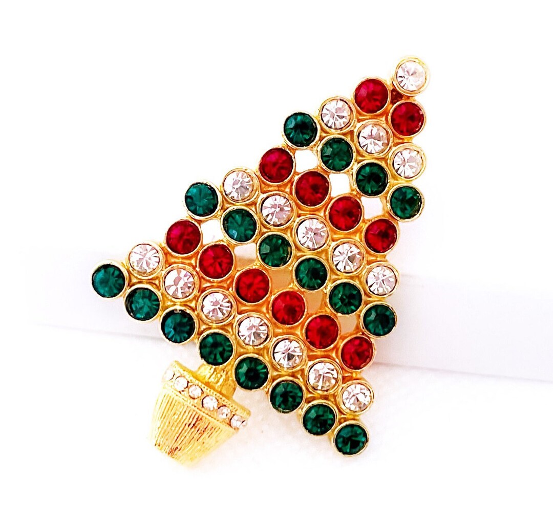 Vintage Christmas Tree Brooch Pin Christmas Pin Brooch Etsy