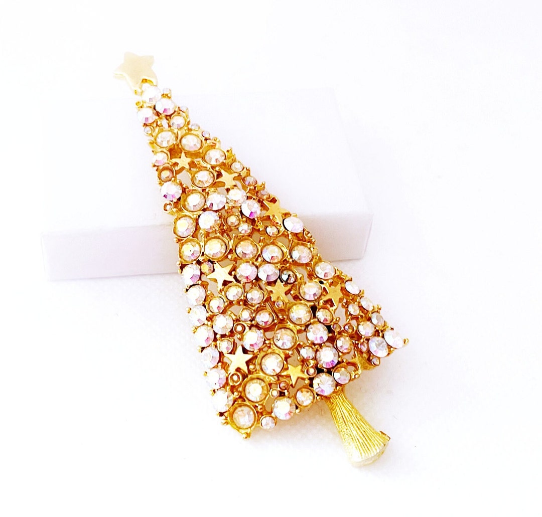 Vintage Christmas Tree Brooch Pin Christmas Brooch Holiday Etsy