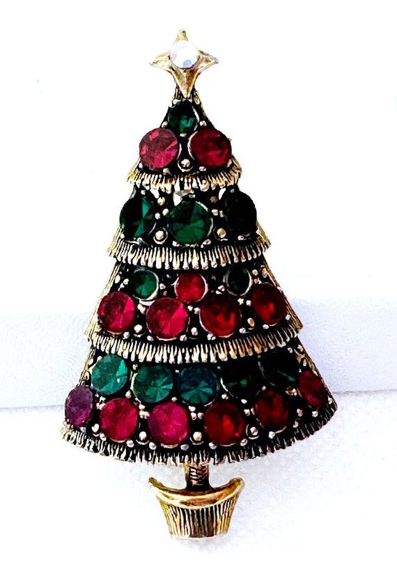 Vintage Hollycraft Christmas Tree Brooch Pin, Chr… - image 6