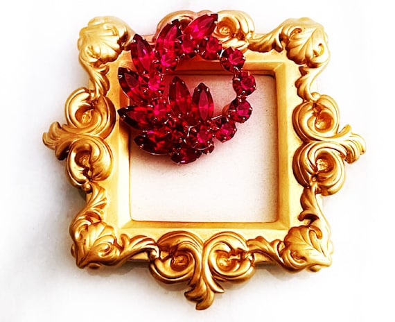 Vintage Weiss Ruby Red Brooch Pin - image 7