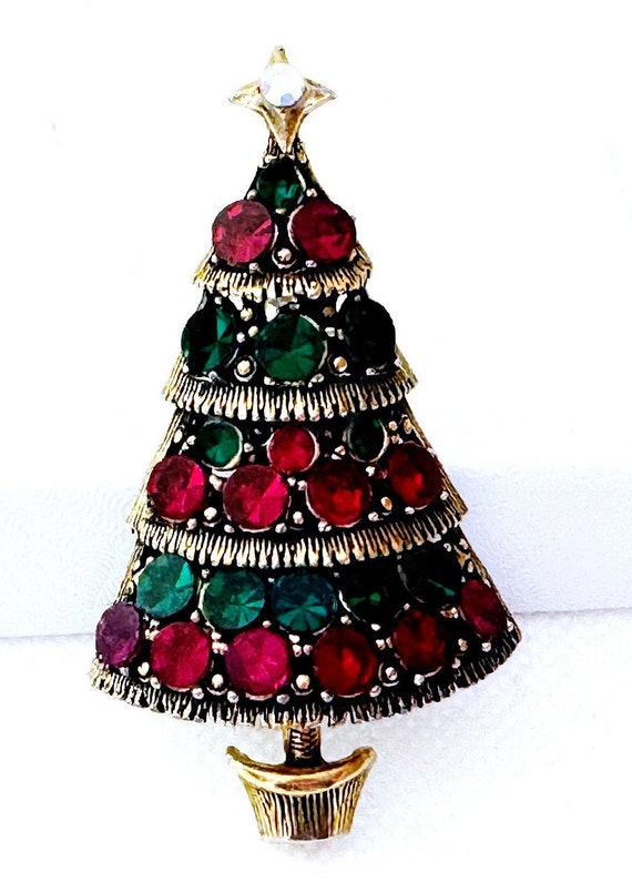 Vintage Hollycraft Christmas Tree Brooch Pin, Chr… - image 8