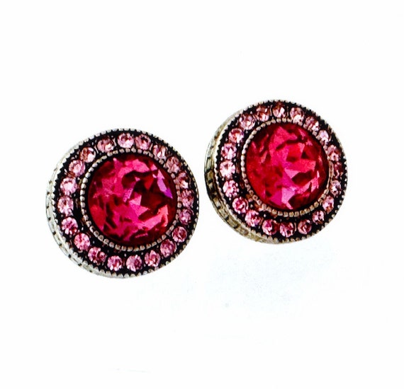 Heidi Daus Fuchsia Pink Earrings Pierced, Pink Pi… - image 1