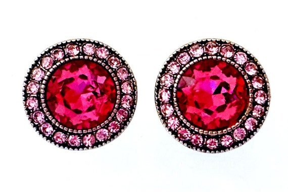 Heidi Daus Fuchsia Pink Earrings Pierced, Pink Pi… - image 8