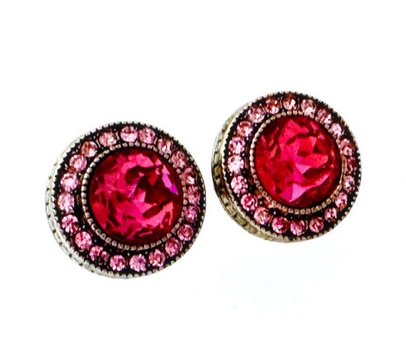 Heidi Daus Fuchsia Pink Earrings Pierced, Pink Pi… - image 5