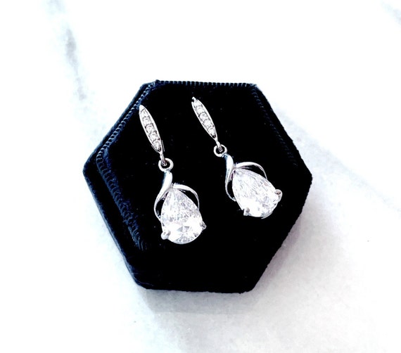 Vintage Rhinestone Dangle Earrings, Vintage Dangl… - image 1
