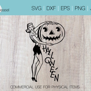 Vintage Halloween Pinup Digital File - Svg, Png, Dxf, Eps, Jpg, Cricut