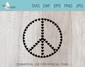 Peace and Love Digital File - Svg, Png, Dxf, Eps, Jpg, Cricut