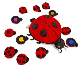 Montessori Counting Ladybugs Toy Crochet Educational Toy Toddler Math Color Sorting Sensory Play