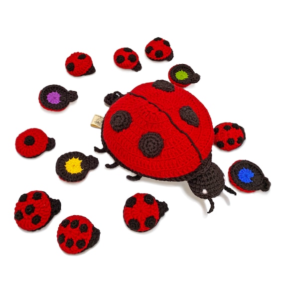 Montessori Counting Ladybugs Toy Crochet Educational Toy Toddler Math Color Sorting Sensory Play