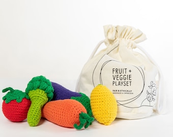 Crochet Play Food pour bébé jouet 6-12 mois Toddler Montessori Toy Open Ended Toys Ensemble de légumes Ensemble de fruits Crochet Veggies Play Food Set