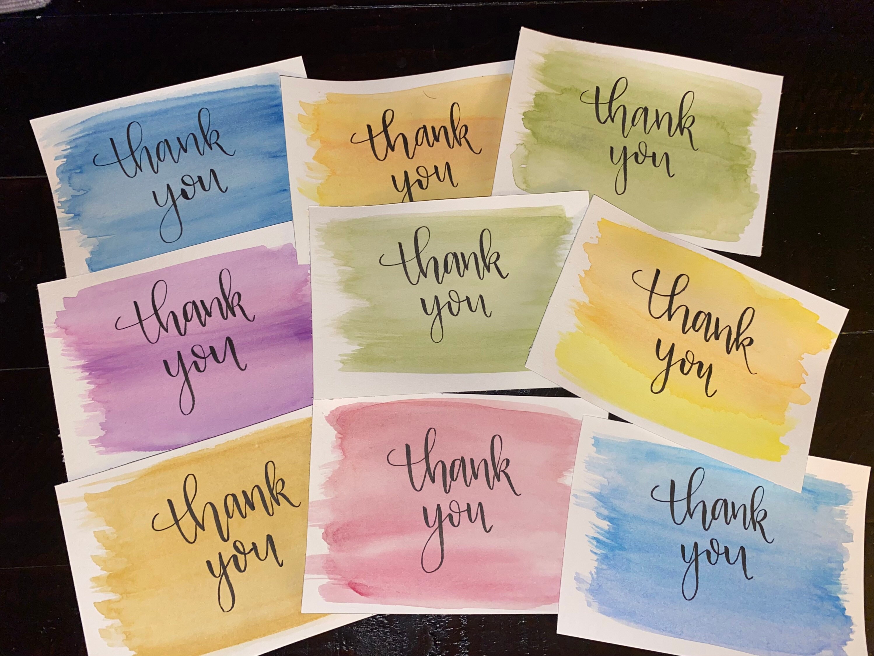 Thank you card sets Watercolor Art Thank You Cards Hand finished with ...