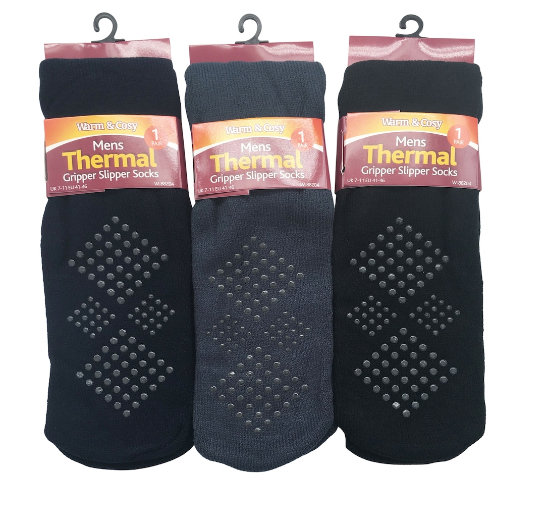 Mens Adults Thermal GRIPPER SLIPPER SOCKS Lounge Wear Winter Etsy UK