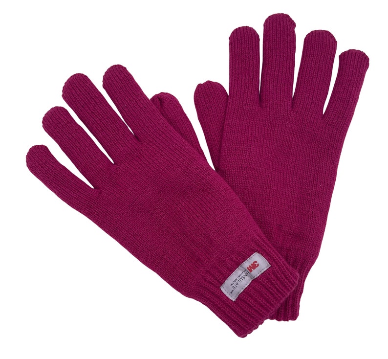 2022 New Womens Ladies Adult Half & Full Finger Winter Warm 3M THINSULATE GLOVES, Knitted, NAVY, Other colours available Fucshia
