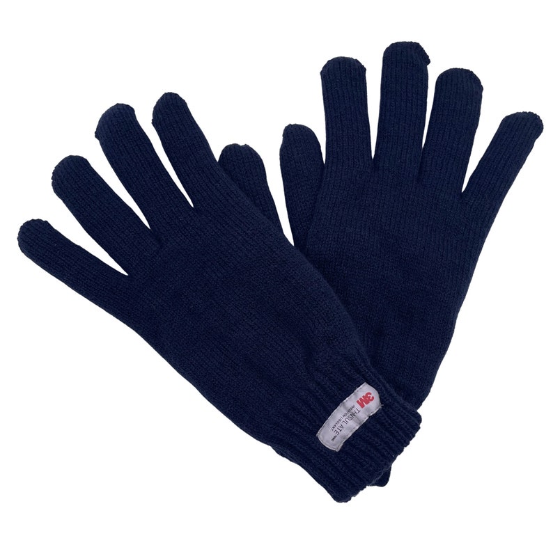 2022 New Womens Ladies Adult Half & Full Finger Winter Warm 3M THINSULATE GLOVES, Knitted, NAVY, Other colours available Navy