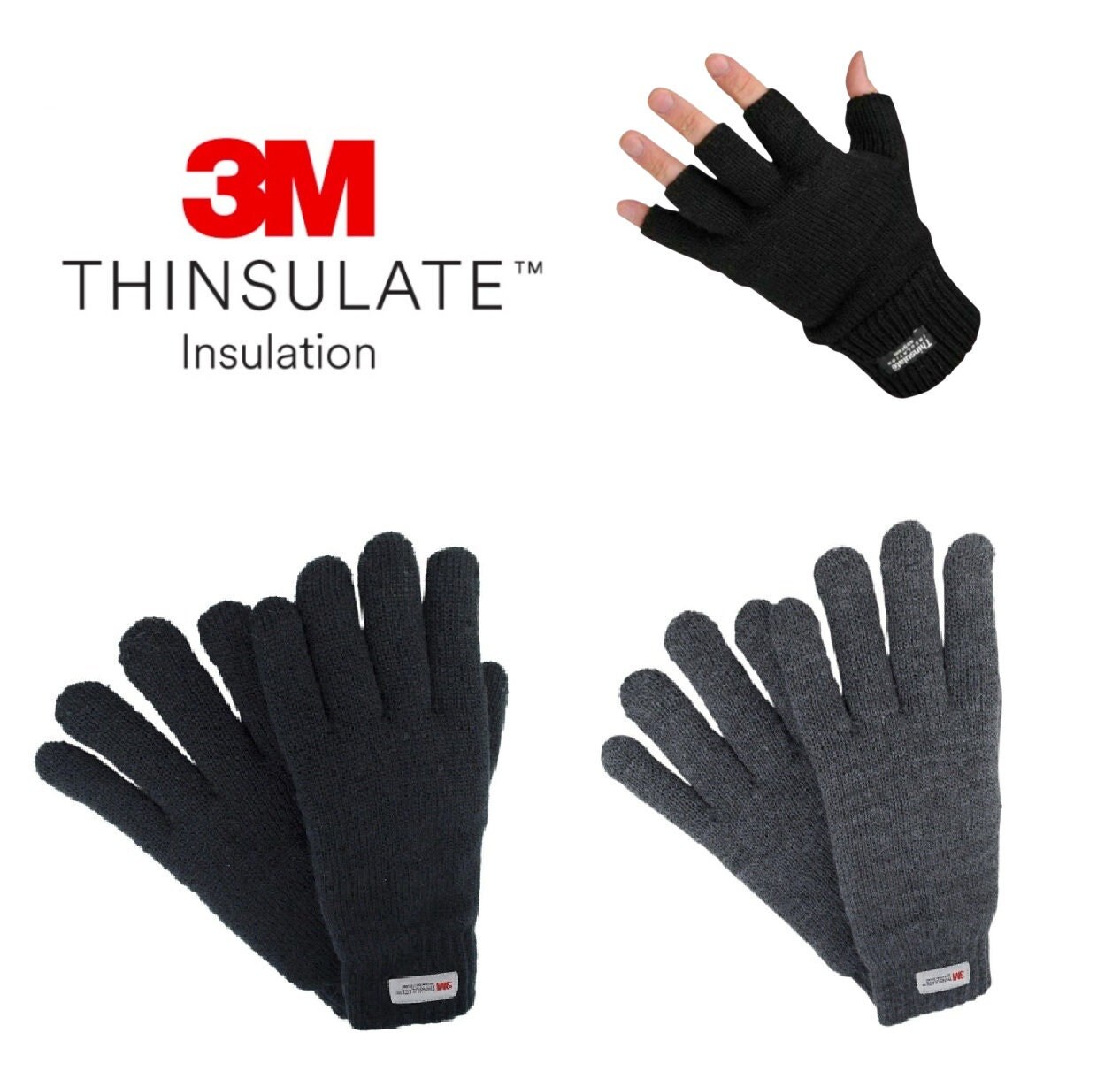 Mens thinsulate best sale thermal fingerless gloves